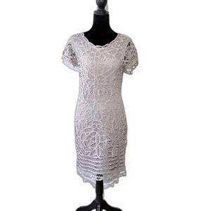 INC International Concepts Dress Crochet Sheath short sleeve lined sz 6 NWT